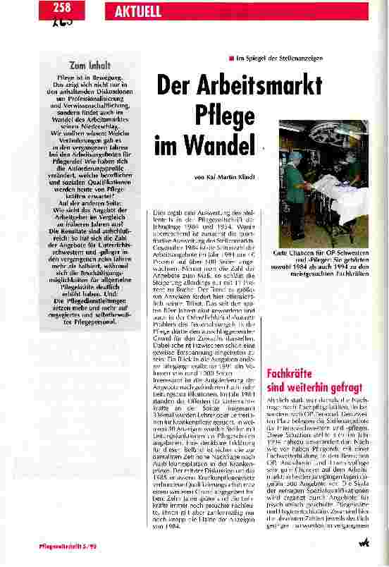 Vorschauseite 1: Der Arbeitsmarkt Pflege im Wandel