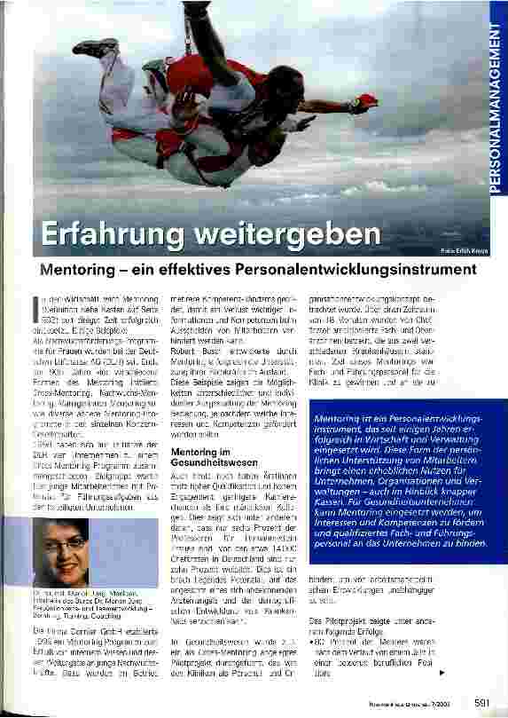 Vorschauseite 1: Erfahrung weitergebenMentoring - ein effektives Personalentwicklungsinstrument