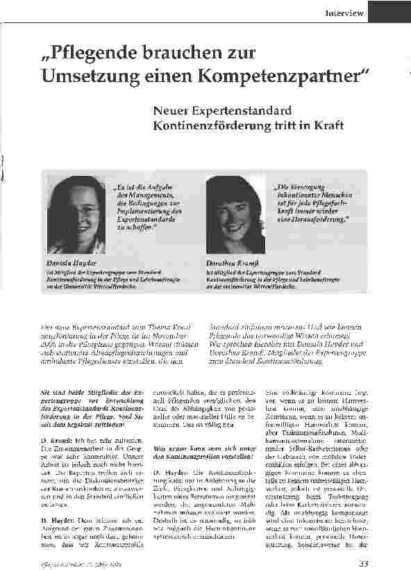 Vorschauseite 1: Pflegende brauchen zur Umsetzung einen Kompetenzpartner