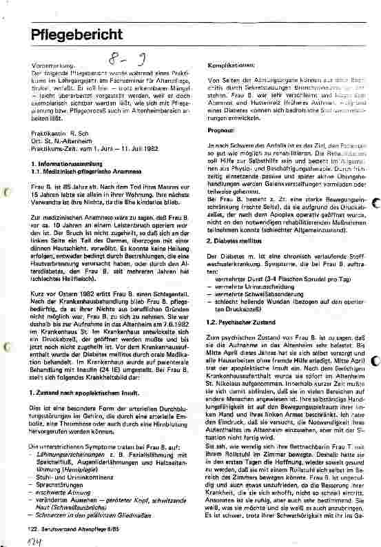 Vorschauseite 1: Pflegebericht