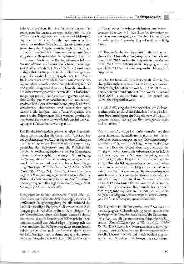 Vorschauseite 5: Urlaubsabgeltung unterfällt arbeitsvertraglich vereinbarter AusschlussklauselBUrlG § 7 Abs. 4; BGB § 271 Abs. 1, § 305