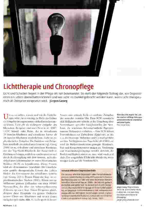 Vorschauseite 2: Lichttherapie und Chronopflege