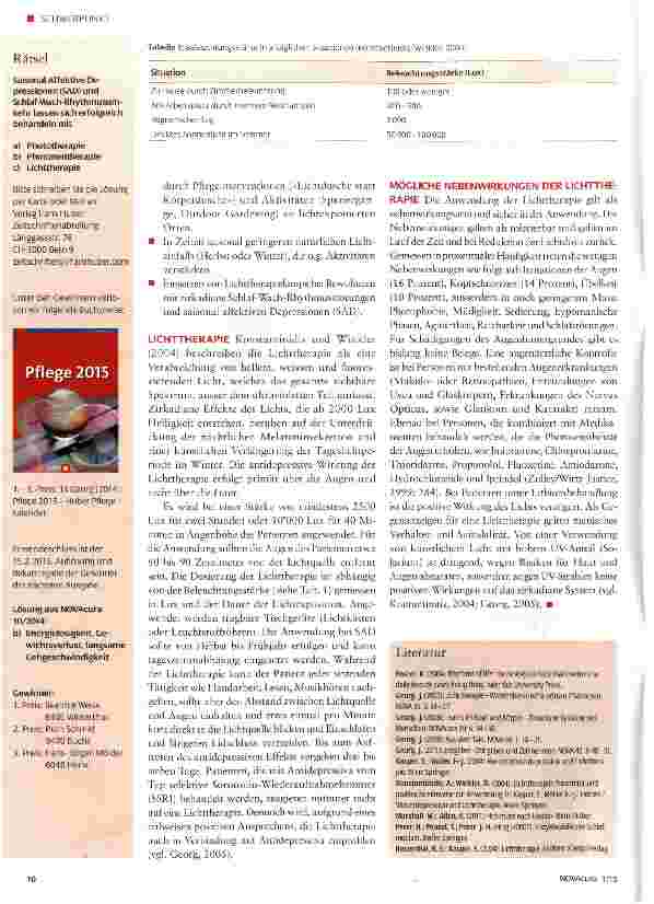 Vorschauseite 5: Lichttherapie und Chronopflege