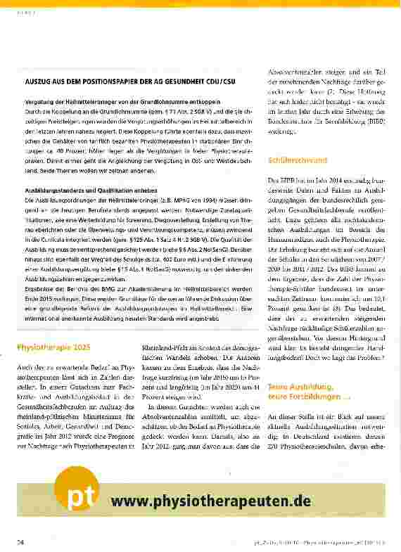 Vorschauseite 3: Engpassberuf Physiotherapie