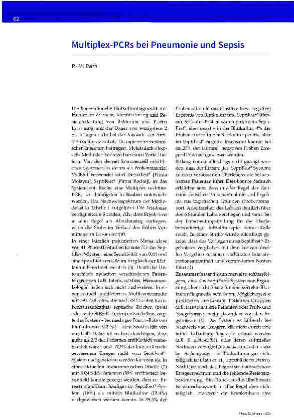 Vorschauseite 1: Multiplex-PCRs bei Pneumonie und Sepsis