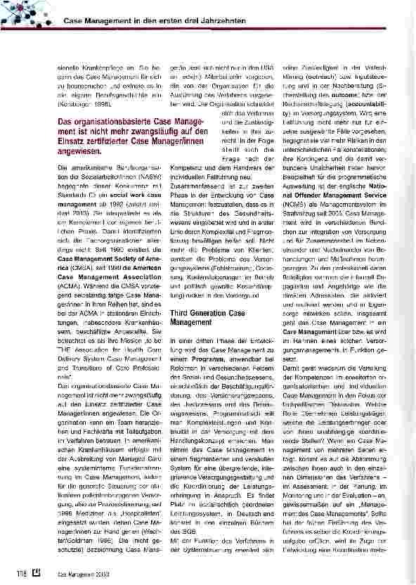 Vorschauseite 3: Case Management in den ersten drei Jahrzehnten das Vorspiel zur DGCC