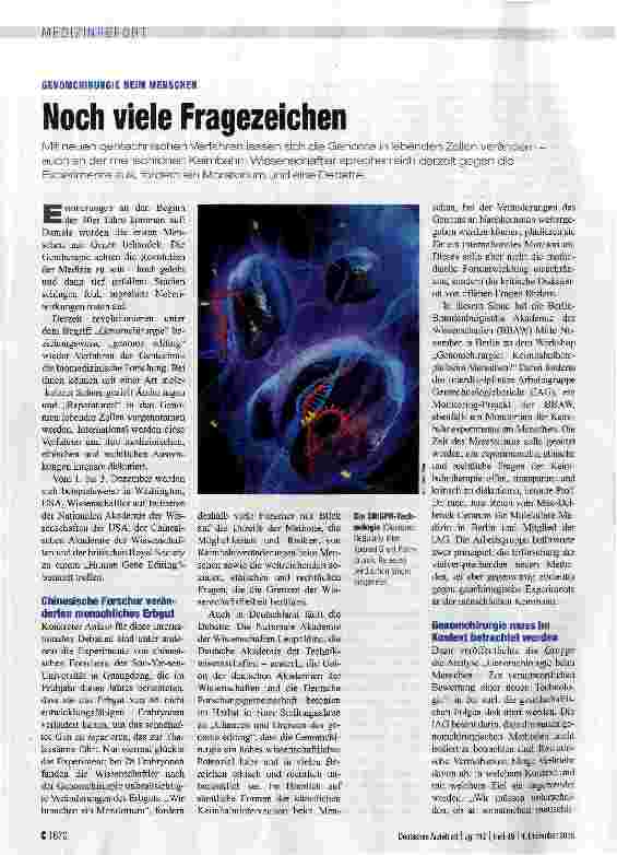 Vorschauseite 1: Noch viele Fragezeichen