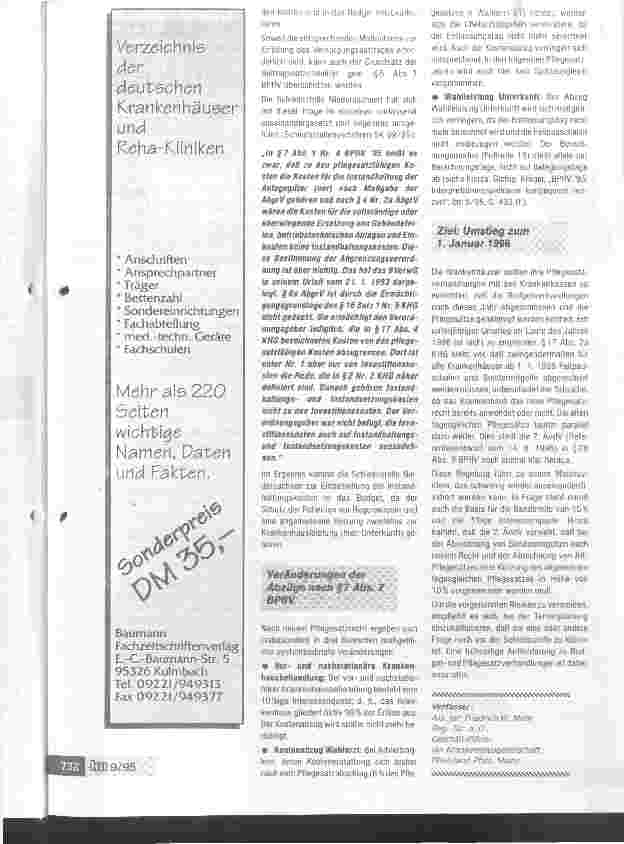 Vorschauseite 5: Der richtige Einstieg - Strategie für die Budgetverhandlungen 1996 Ziel: Noch in diesem Jahr Klarheit über Pflegesätze 1996