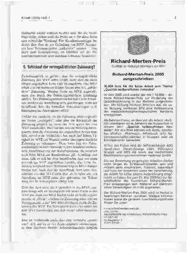 Vorschauseite 3: Medizinische Versorgungszentren - Chancen und Risiken für Vertragsärzte und Krankenhäuser!