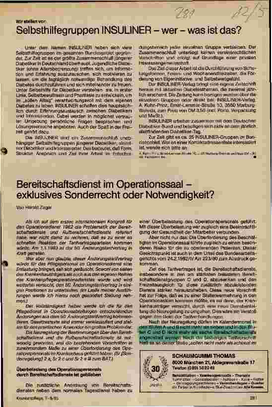 Vorschauseite 1: Selbsthilfegruppen INSULINER - wer - was ist das?
