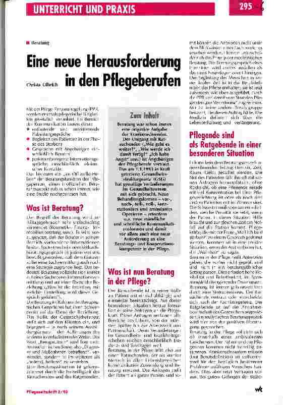 Vorschauseite 1: Eine neue Herausforderung in den Pflegeberufen