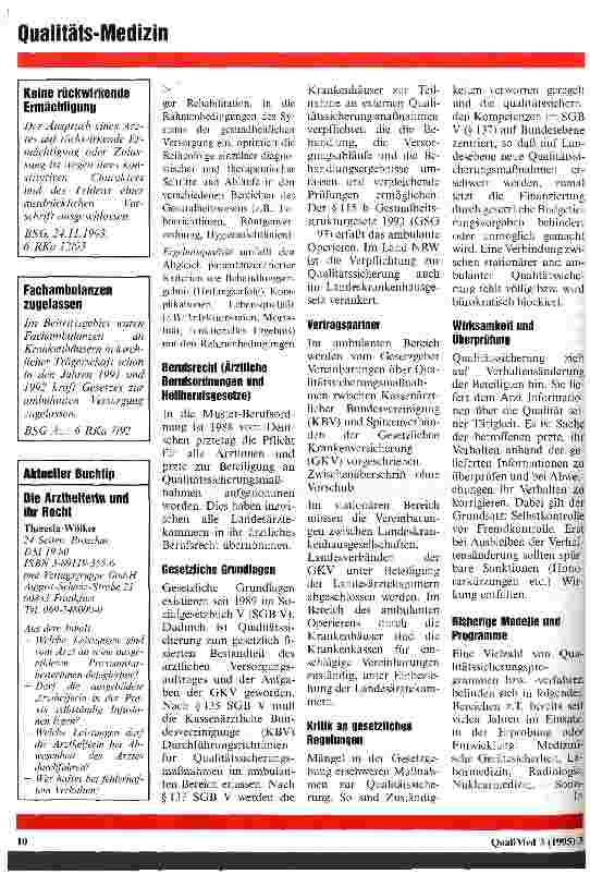 Vorschauseite 2: Qualitätssicherung ärztlicher Berufsausübung