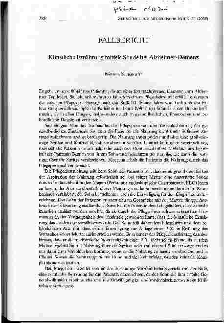 Vorschauseite 1: Künstliche Ernährung mittels Sonde bei Alzheimer-Demenz