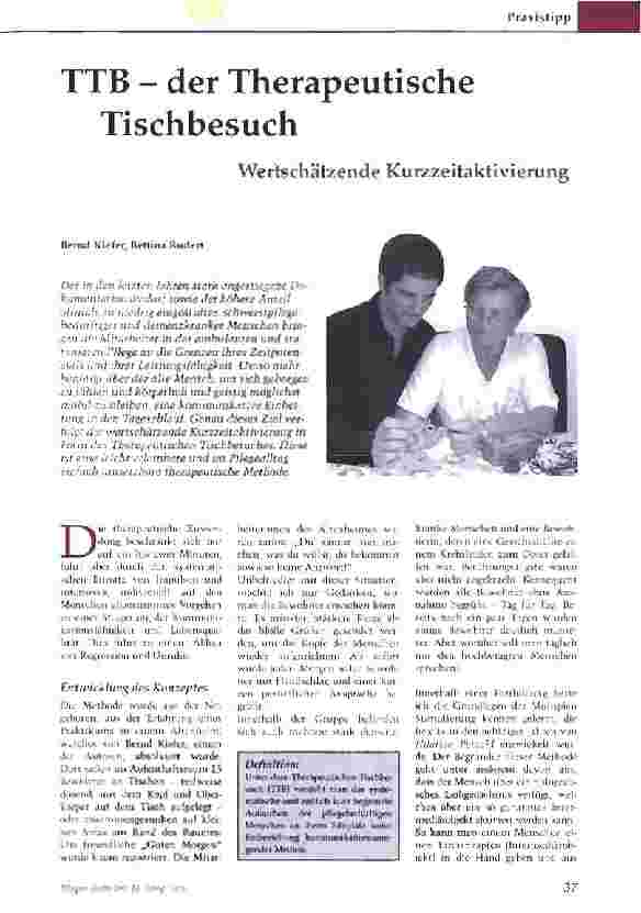Vorschauseite 1: TTB - der Therapeutische TischbesuchWertschätzende Kurzzeitaktivierung