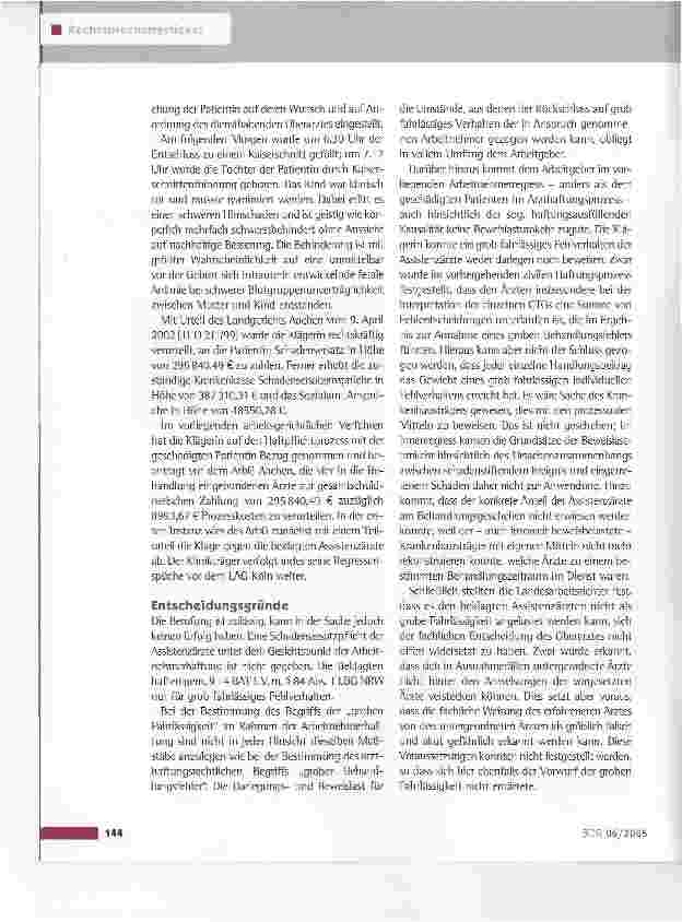 Vorschauseite 2: Arbeitnehmerhaftung wegen ärztlicher Fehlbehandlung