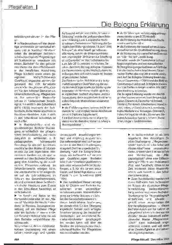 Vorschauseite 3: Bologna-Prozess bei den Pflegelehrern