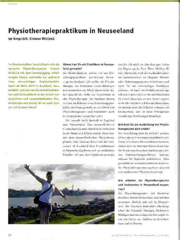 Vorschauseite 1: Physiotherapiepraktikum in Neuseeland