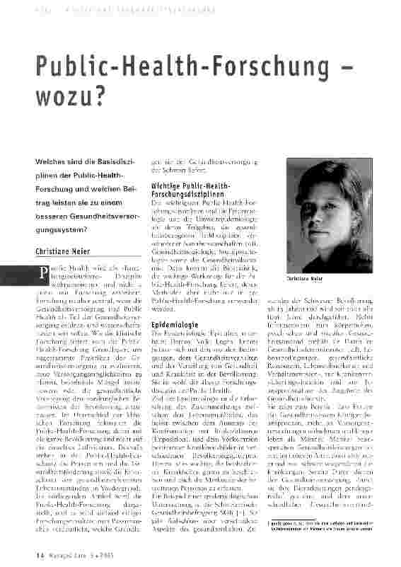Vorschauseite 1: Public-Health-Forschung wozu?