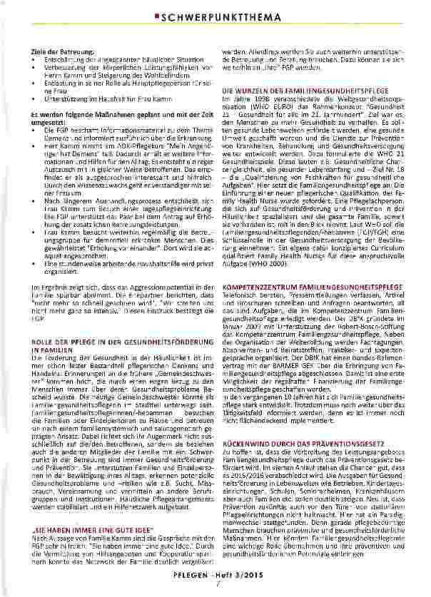 Vorschauseite 3: SIE HABEN IMMER EINE GUTE IDEE Familiengesundheitspflege -ein innovatives pflegerisches Handlungsfeld