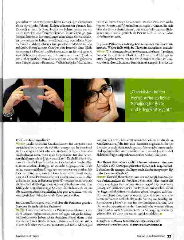 Vorschauseite 4: Bei der Patientensicherheit sind wir keinesfalls spitze