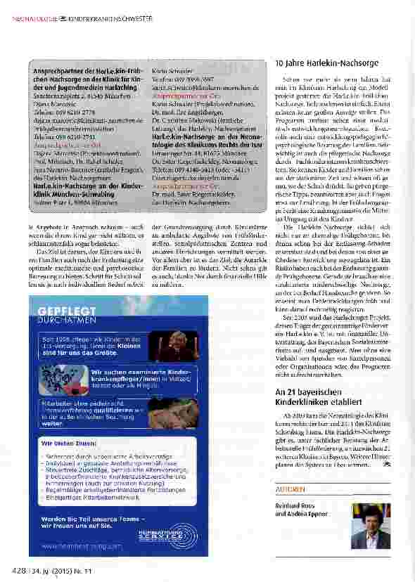 Vorschauseite 2: Die „Harlekin-Nachsorge hilft Frühchen und ihren Eltern nach der Zeit in der Klinik