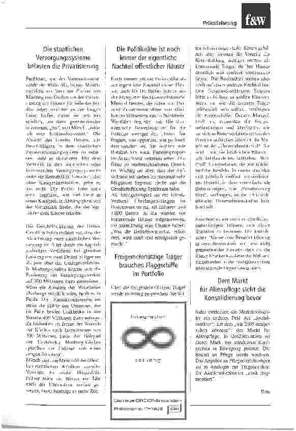Vorschauseite 2: Die Gesundheitspolitik macht es Investoren schwerDer Krankenhausmarkt bleibt in Bewegung, aber von einem Privatisierungsboom ist keine Rede