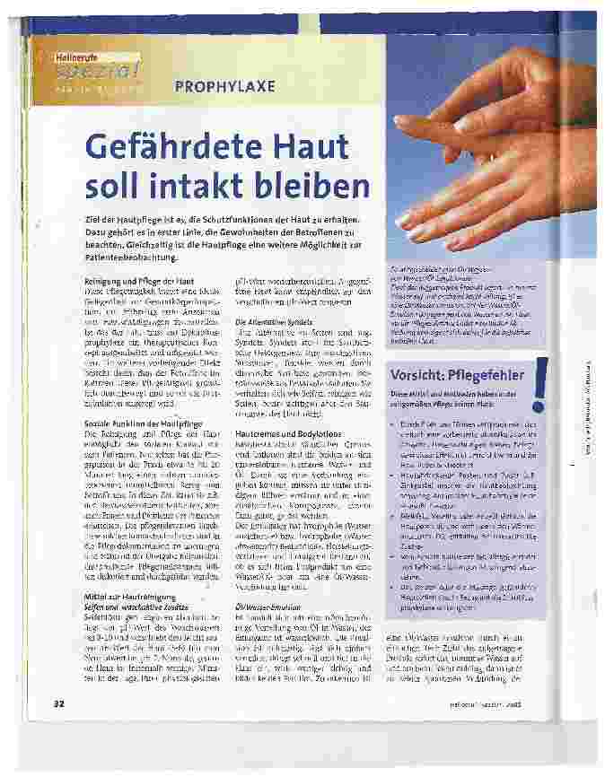 Vorschauseite 1: Gefährdete Haut soll intakt bleiben