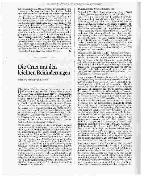 Vorschauseite 1: Die Crux mit den leichten Behinderungen