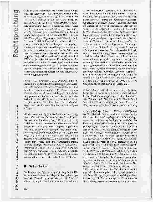 Vorschauseite 3: Kostenübernahme für Maßnahmen der medizinischen Behandlungspflege- Medikamentengabe