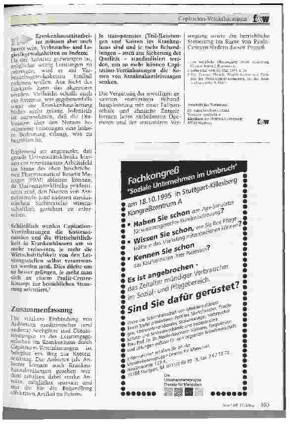 Vorschauseite 4: Capitation-Vereinbarungen Ein effizienter Weg zur Kostensenkung im Krankenhaus durch Veränderung der Interessen der Anbieter von medizinischen Sachgütern und Dienstleistungen