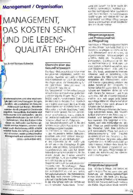 Vorschauseite 1: Management, das Kosten senkt und die Lebensqualität erhöht