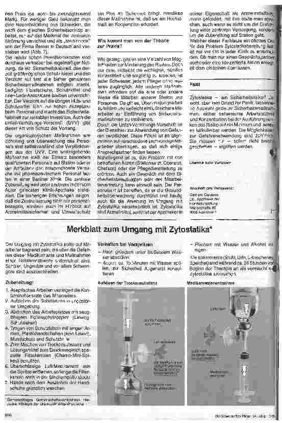 Vorschauseite 4: Zytostatiker - ein Sicherheitsrisiko