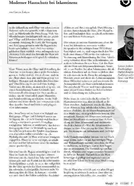 Vorschauseite 1: Moderner Hautschutz bei Inkontinenz