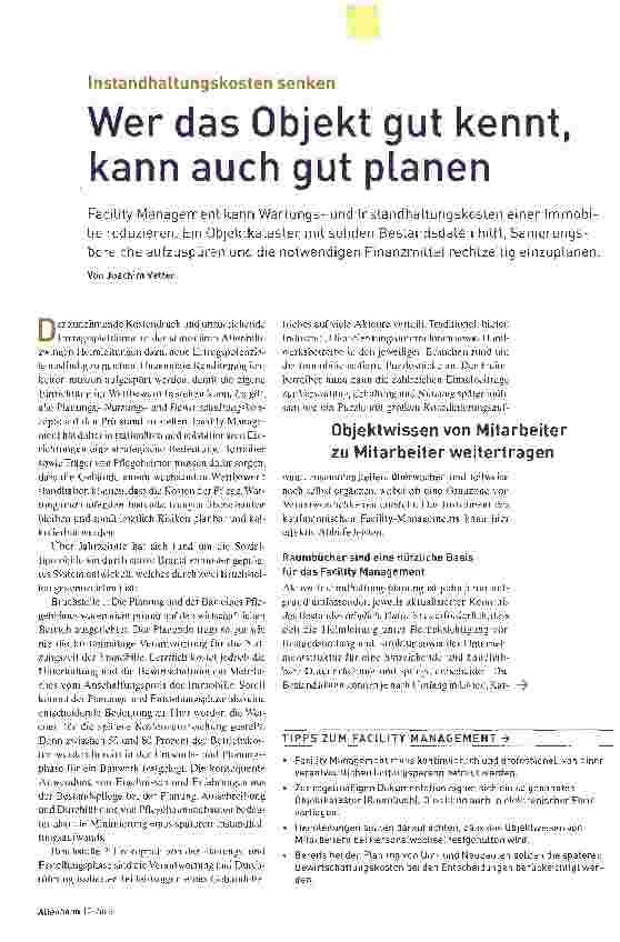 Vorschauseite 1: Wer das Objekt gut kennt, kann auch gut planen