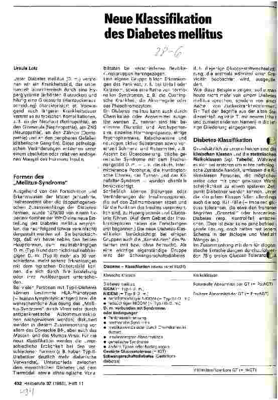 Vorschauseite 1: Neue Klassifikation des Diabetes mellitus