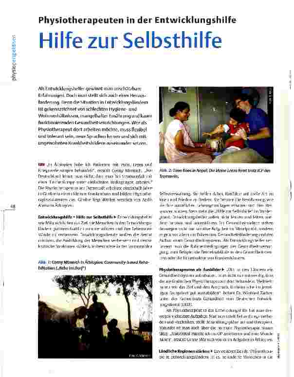 Vorschauseite 1: Physiotherapeuten in der Entwicklungshilfe Hilfe zur Selbsthilfe