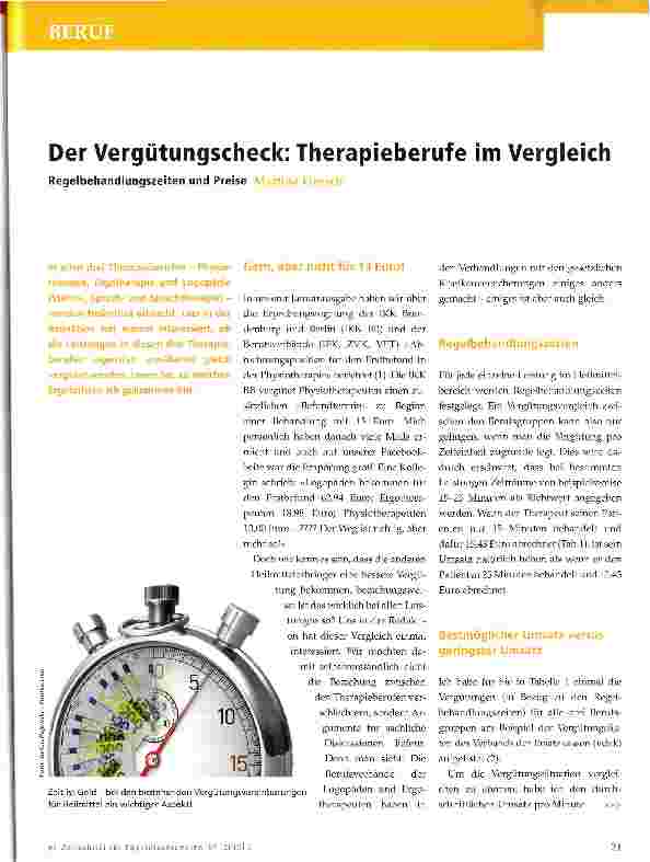 Vorschauseite 1: Der Vergütungscheck: Therapieberufe im Vergleich