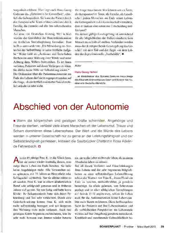Vorschauseite 1: Abschied von der Autonomie