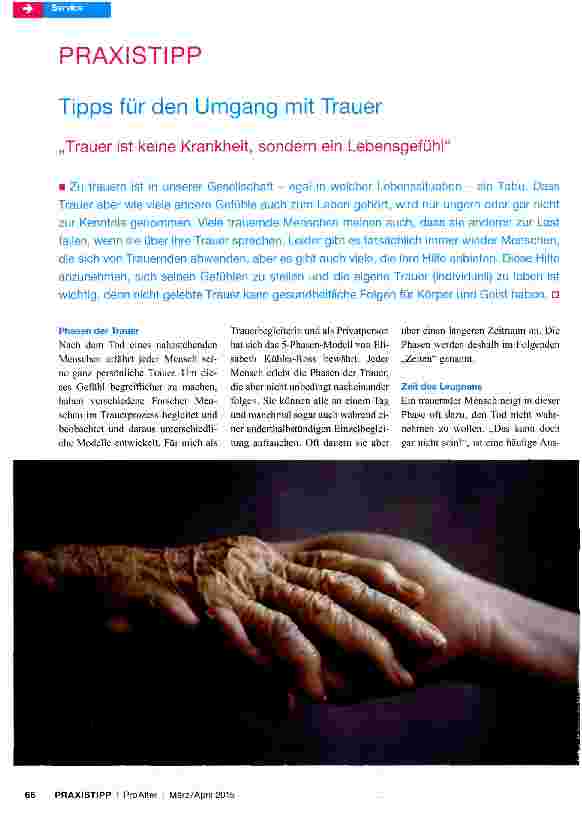 Vorschauseite 1: Tipps für den Umgang mit Trauer