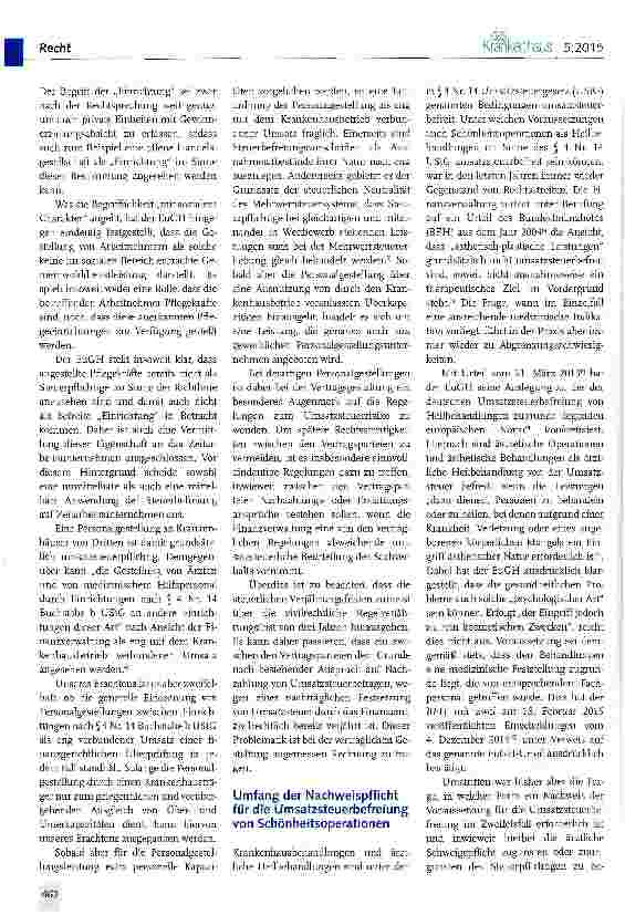 Vorschauseite 2: Umsatzsteuerbefreiung der Personalgestellung von Pflegekräften