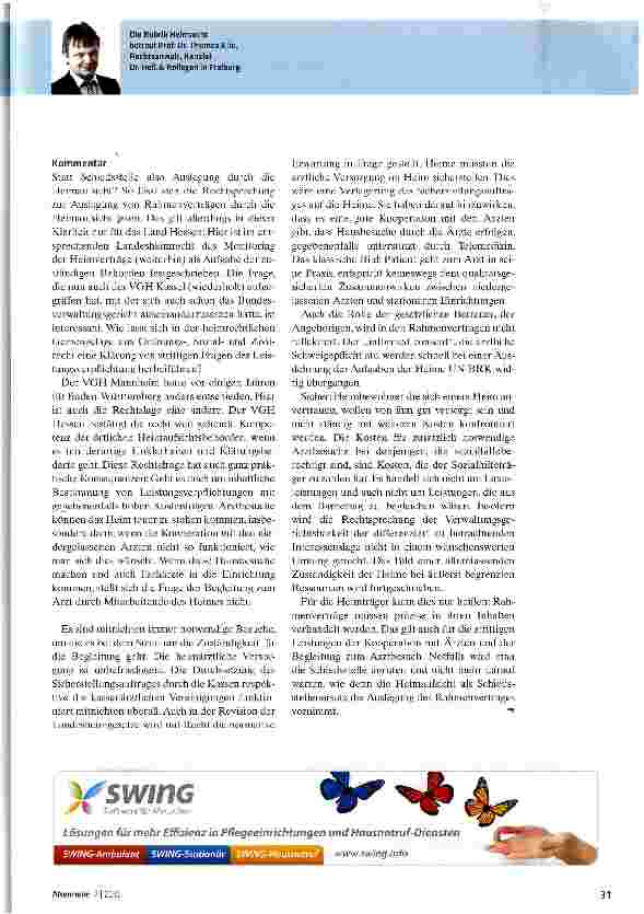Vorschauseite 2: In Hessen darf die Heimaufsicht Rahmenverträge auslegen