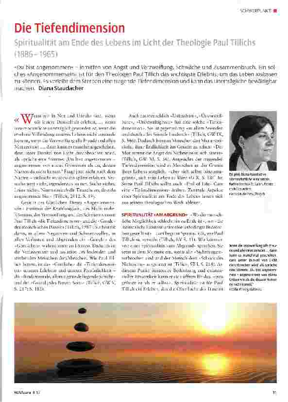 Vorschauseite 1: Die Tiefendimension Spiritualität am Ende des Lebens im Licht der Theologie Paul Tillichs (1886-1965)