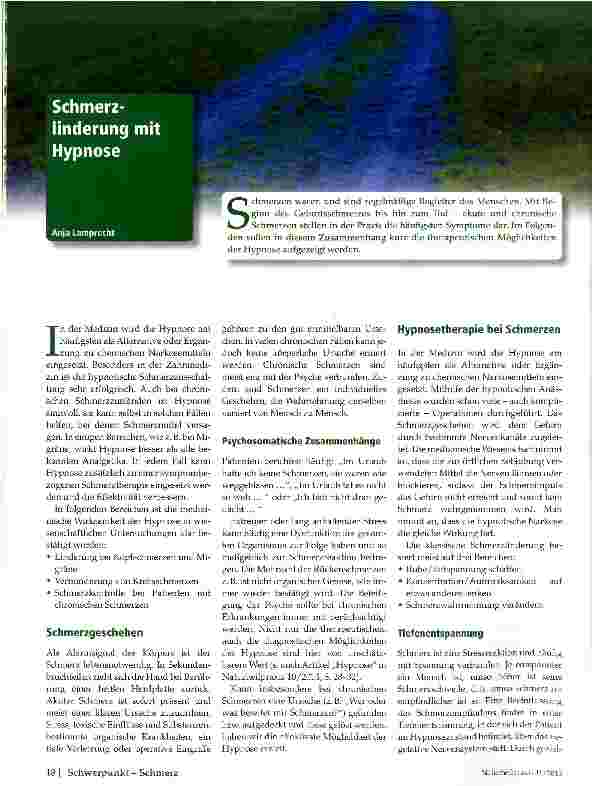 Vorschauseite 1: Schmerzlinderung mit Hypnose