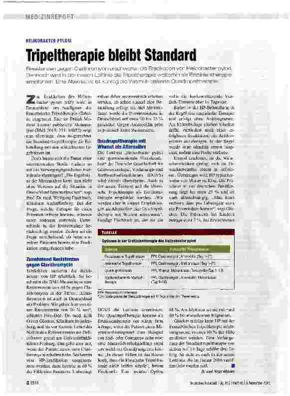 Vorschauseite 1: Tripeltherapie bleibt Standard