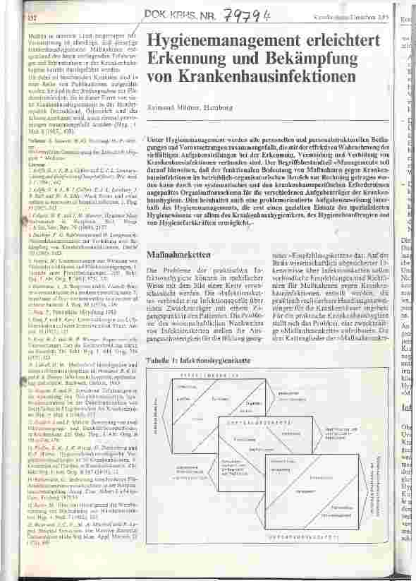 Vorschauseite 1: Hygienemanagement erleichtert Erkennung und Bekämpfung von Krankenhausinfektionen