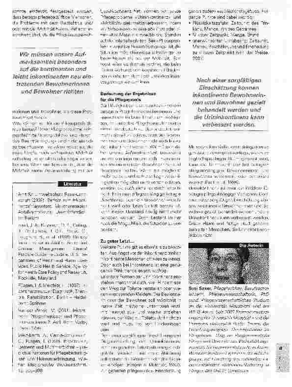 Vorschauseite 2: Ein Problem für betagte pflegebedürftige MenschenUrininkontinenz