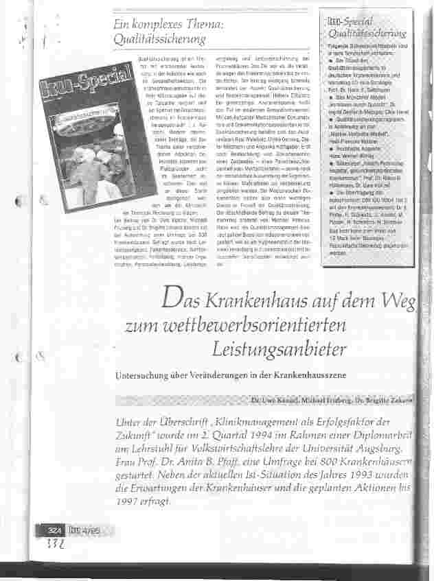 Vorschauseite 1: Das Krankenhaus auf dem Weg zum wettbewerbsorientierten Leistungsanbieter
