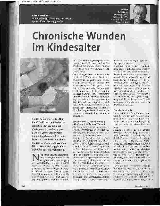 Vorschauseite 1: Chronische Wunden im Kindesalter