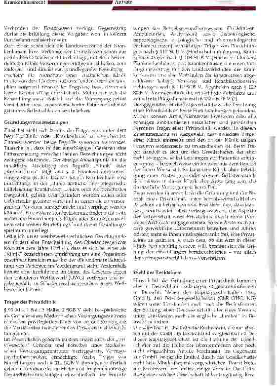 Vorschauseite 2: Rechtsfragen bei der Gründung einer Privatklinik