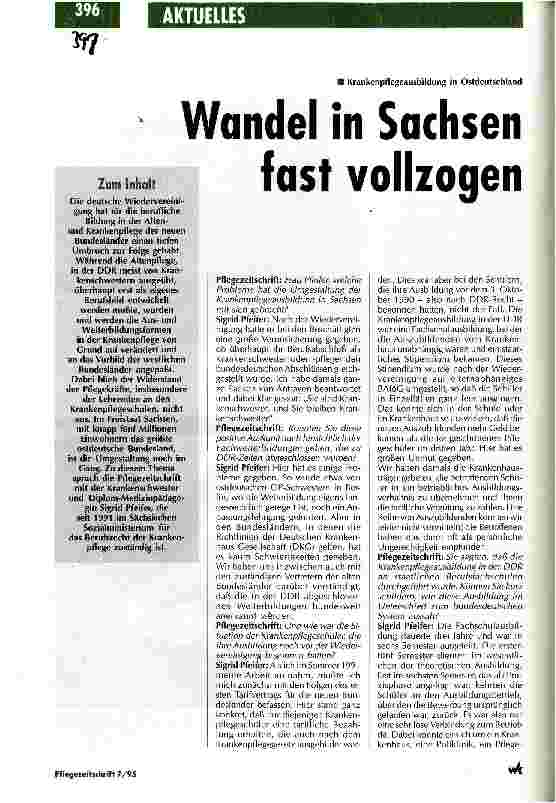 Vorschauseite 1: Wandel in Sachsen fast vollzogen Krankenpflegeausbildung in Ostdeutschland